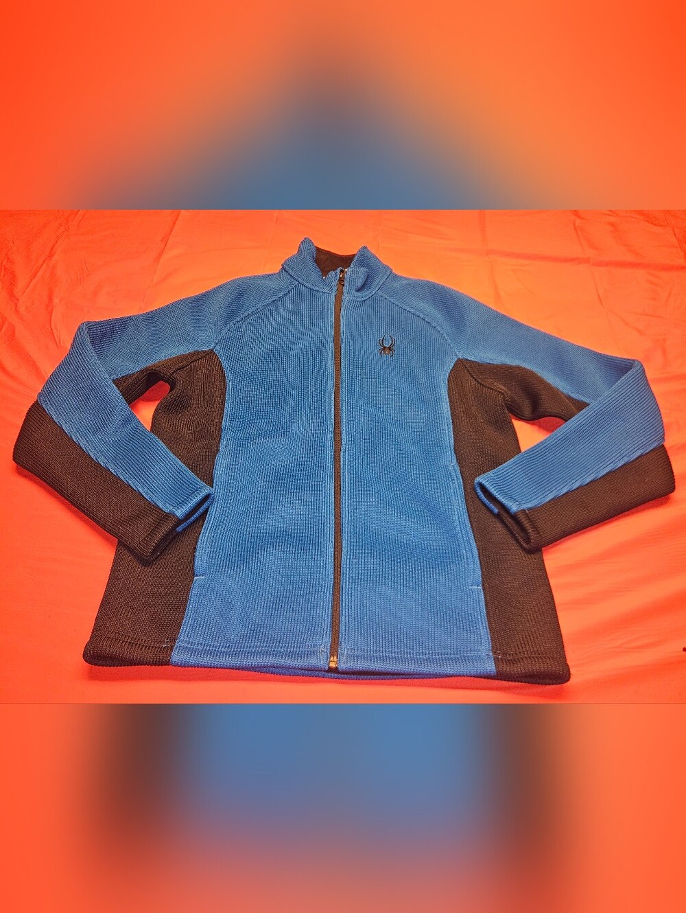 Spyder Turquoise Blue and Black Full-Zip Fleece Jacket Size Medium G.U.C.